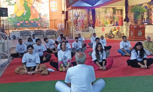Yoga demonstration at Shri Krishna Hindu Temple 