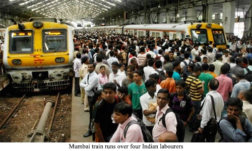 Mumbai train runs over four Indian labourers