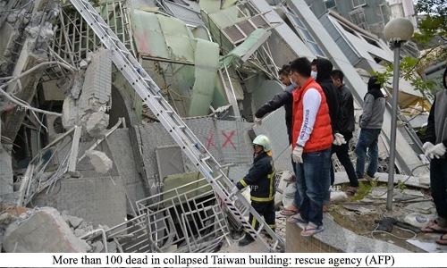 More than 100 dead in collapsed Taiwan building