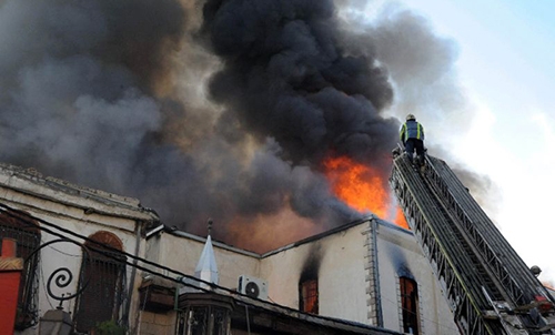 Blaze engulfs shops in Syria's historic Old Damascus