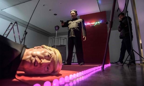 Kim Jong shoots Trump dead