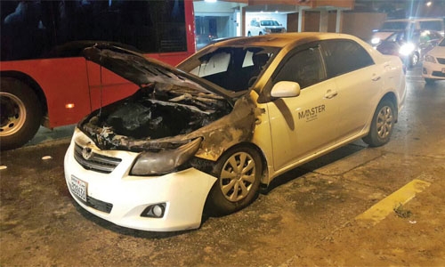 Car caught fire in Bahrain 