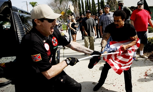 Three stabbed, 13 arrested at KKK rally in California