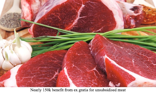 Nearly 150k benefit from ex gratia for unsubsidised meat 