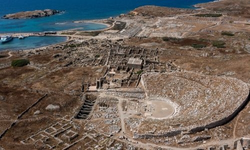 Ancient Greek sanctuary slowly sinks into the Aegean Sea