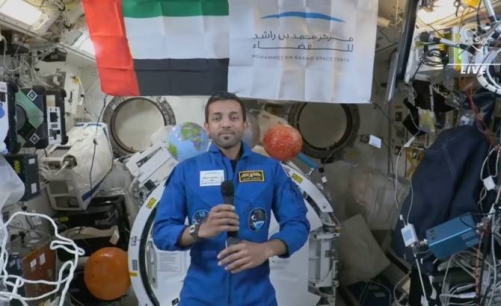 Emirati astronaut talks with UAE leaders from ISS