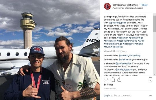 Private plane carrying Jason Momoa makes emergency landing after fire scare