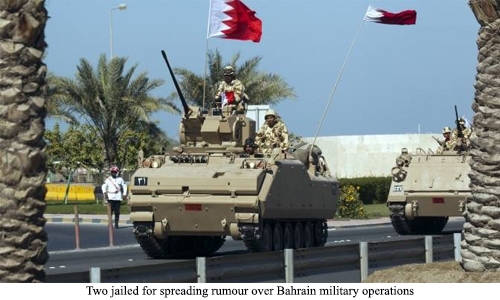 Two jailed for spreading rumour over Bahrain military operations