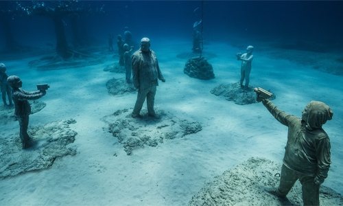 Forest soaked with sculptures grow underwater in the Mediterranean Sea off Cyprus