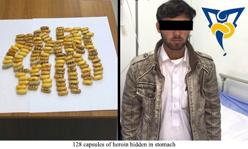 128 capsules of heroin hidden in stomach