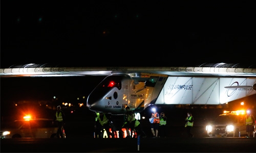 Sun-powered Solar Impulse 2 aircraft in New York 