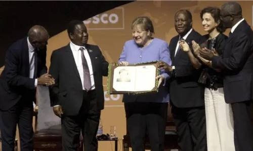 Germany’s Merkel receives UNESCO Peace Prize