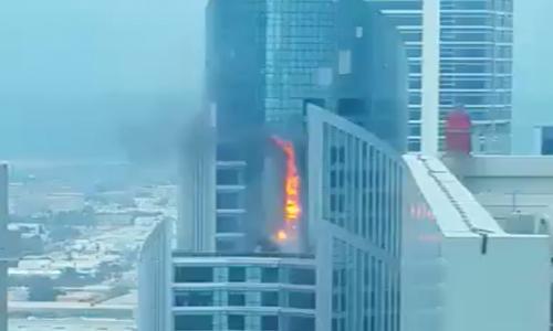 32-storey office high-rise on fire in Dubai's Business Bay area