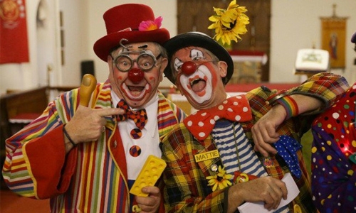 Clowns celebrate the art form's founding father in London