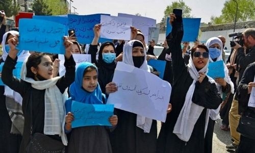 ‘Open the schools’: Afghan girls protest in Kabul