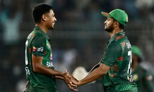 Shakib claims four as Bangladesh edge Zimbabwe