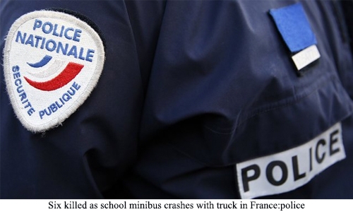 Six killed as school minibus crashes with truck in France