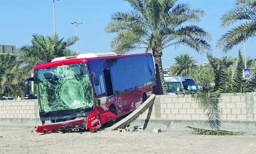 Several injured as bus rams into wall