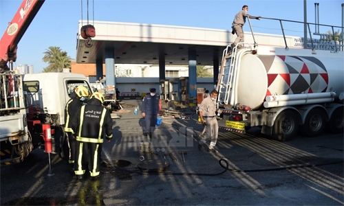 Fuel leak at Juffair gas station