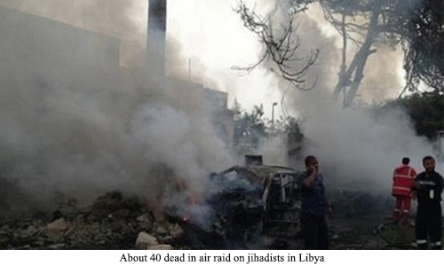 About 40 dead in air raid on jihadists in Libya