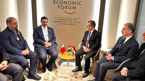 His Highness Shaikh Isa bin Salman Meets Kurdistan PM at Davos Forum