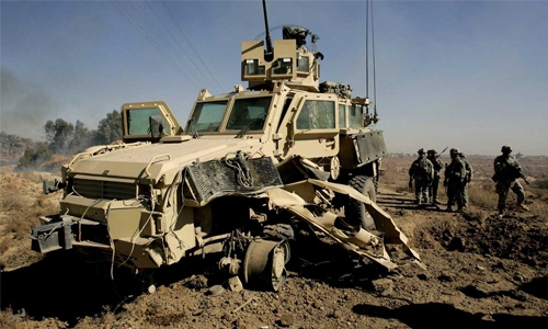 US army vehicle damaged in mine explosion in Niger