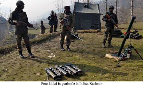 Four killed in gunbattle in Indian Kashmir