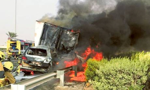  Woman dies when car catches fire after horrific crash in Abu Dhabi