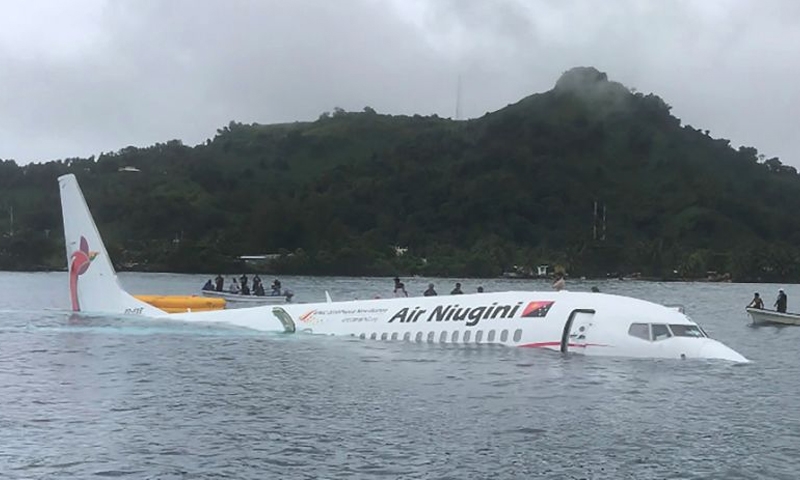 Plane ditches into lagoon