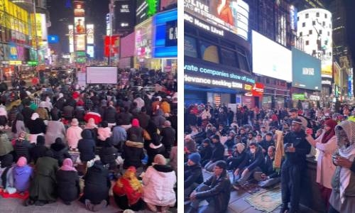 Times Square hosts first ever Tarawih prayers