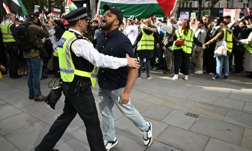 Thousands march for Palestinians ahead of October 7 anniversary