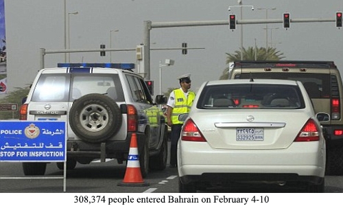  308,374 people entered Bahrain from February 4 to 10