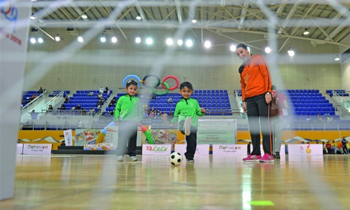 Kids celebrate free-kick soccer competition