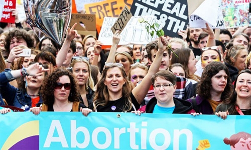 Thousands march in Dublin against Irish abortion laws