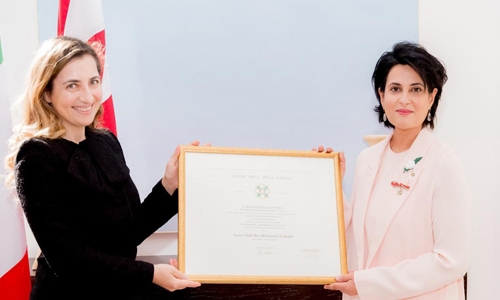Shaikha Hala receives prestigious ‘Order of the Star of Italy’ medal