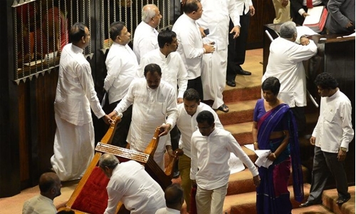 Chilli powder thrown as Sri Lankan MPs brawl again