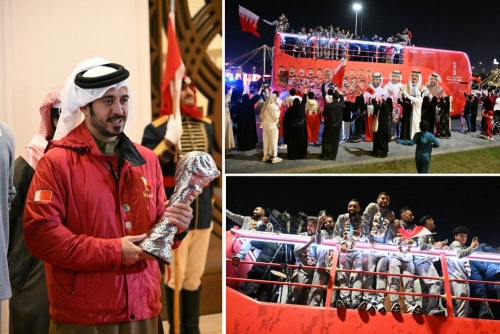 Bahrain’s national football team ‘heroes’ return home victorious with Gulf Cup trophy