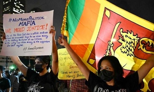 Sri Lankan protesters mark new year near president’s office