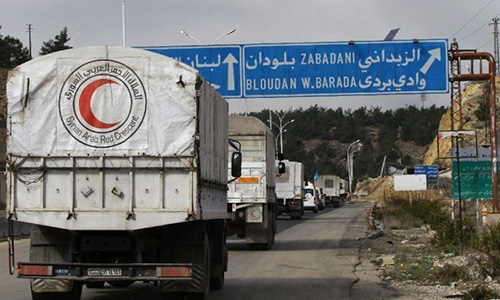 Second aid delivery to besieged central Syria town