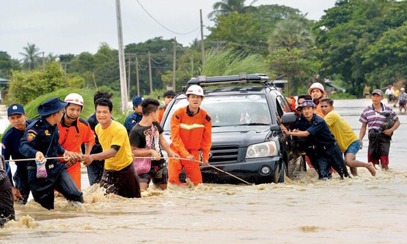 Myanmar dam overflow floods 100 villages