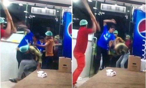 Violent fist fight at restaurant