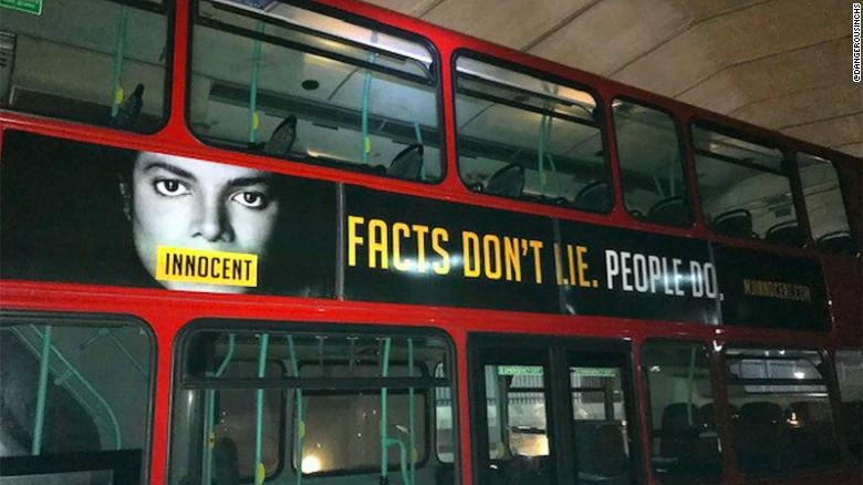 Posters claiming Michael Jackson’s innocence on London buses