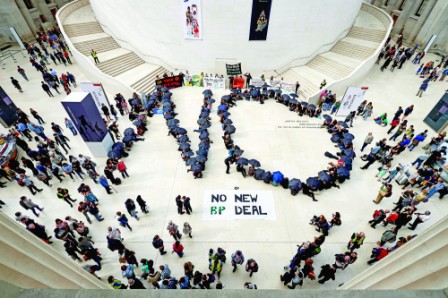 Anti-oil protesters flash mob British Museum